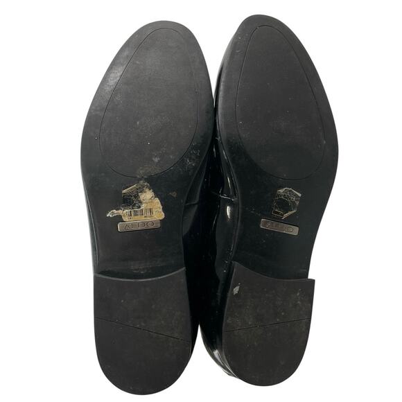Aldo Men\'s Black Patent Leather Flat Heel Lace Up Derby Dress Shoes Size 10.5 main image 4